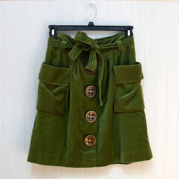 Anthropologie Dresses & Skirts - Elevenses Olive Skirt w/ Large Buttons NWT Anthro